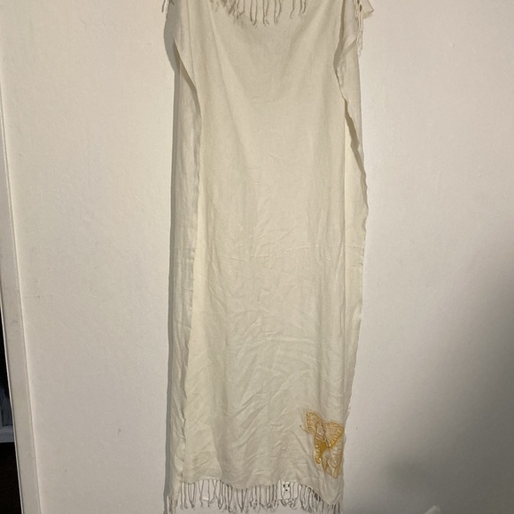 🌈 Fringed cotton scarf with elephant silk screen silk cotton blend - Picture 2 of 5